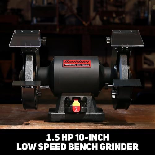 BUCKTOOL 10" 1.5HP Low Speed Bench Grinder,High Precision Wobble Free Wheel