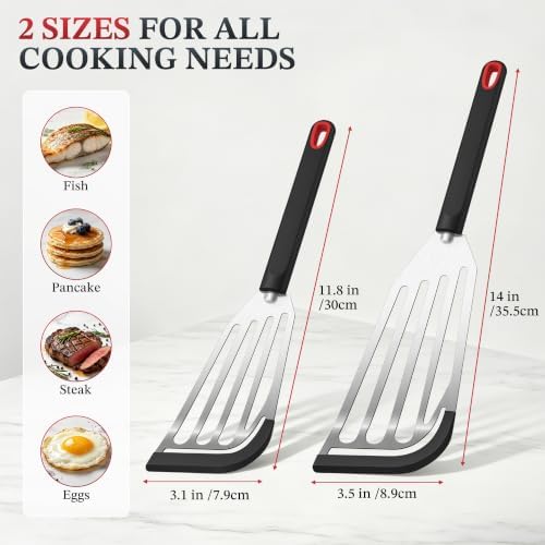 2Pcs Silicone Fish Spatula for Nonstick Cookware,Slotted Turner for Cooking