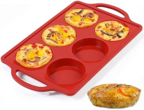 CAKETIME Muffin Top Pan Non Stick, 3 Inch Metal Reinforced Frame Silicone Egg Molds for Breakfast Sandwiches Round Silicone Baking Pan for English Muffins, Whoopie Pies, Corn Bread, Egg Bites, Tarts