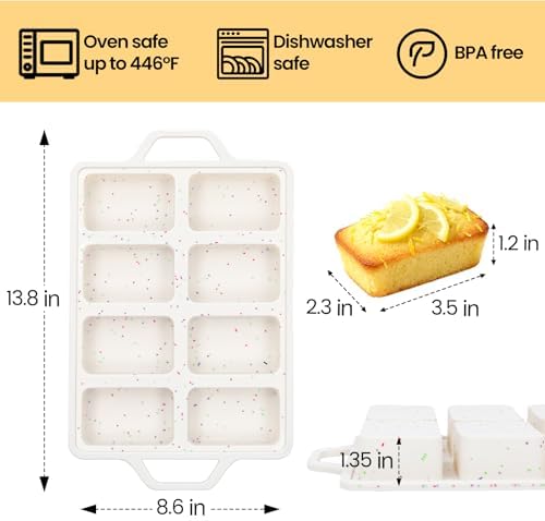 Metal Reinforced Silicone Mini Loaf Pan, 8-Cavity Nonstick Mini Bread Pans