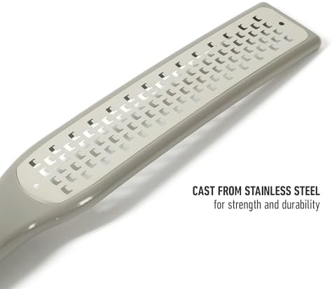 Calphalon Edge 2 Piece Stainless Steel Handheld Cheese Grater and Lemon Zester W/Covers & Rubber Handles - Taupe