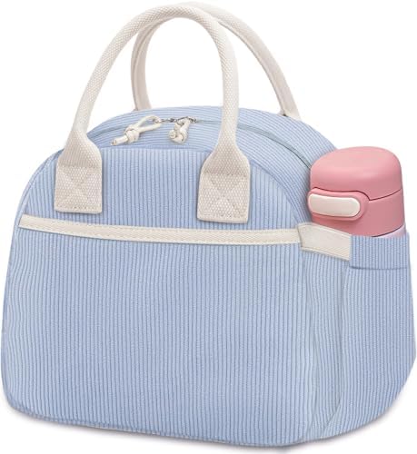 Carry bloom Lunch Box for Women, Insulated Lunch Bag Cute Corduroy Lunchbag