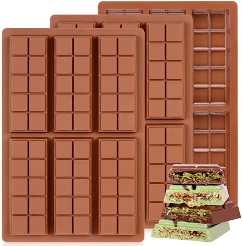 Chocolate Bar Mold, Non-Stick Dubai Chocolate Molds, Food Grade Silicone Deep Chocolate Bar Mold for Pistachio, Candy- Set of 3