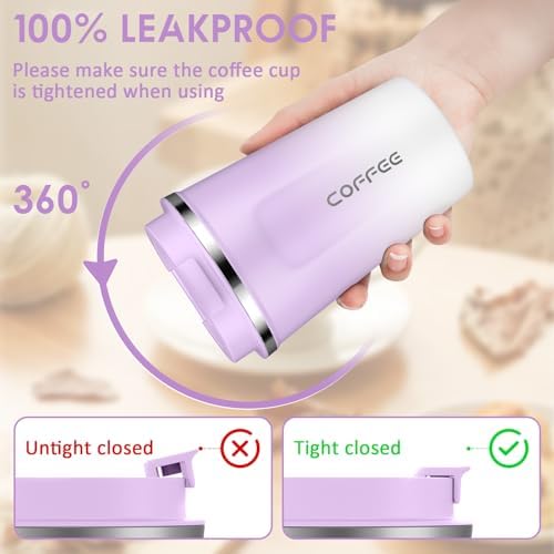 CS COSDDI 12 oz Coffee mug - Stainless Steel Coffee Cup with Leakproof Lid