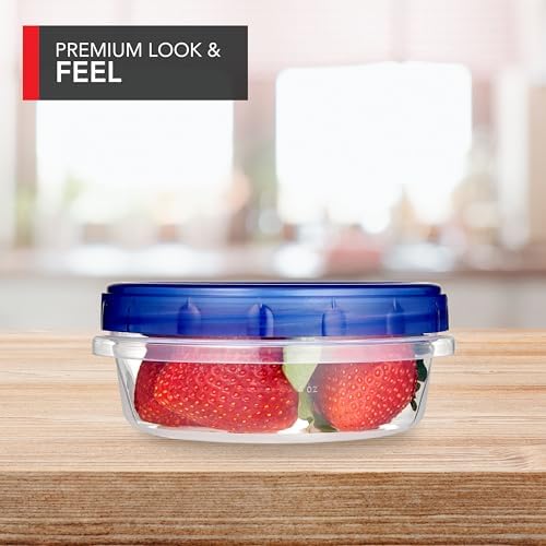 Stock Your Home 8oz Plastic Containers with Twist Top Lids (4 Pack), 1 Cup Small Freezer Containers for Leftover Food, Airtight Reusable Soup Containers with Lids, Microwave and Dishwasher Safe