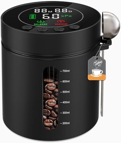 Automatic Vacuum Coffee Canister, 0.8L Coffee Container with LED Display