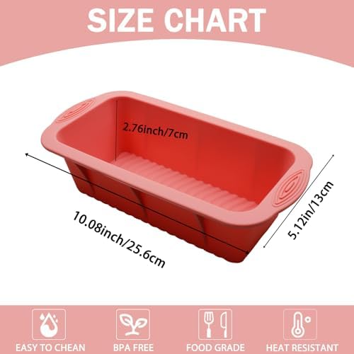 Silicone Bread Loaf Pan, 2 PCS Rectangular Baking Mold Pans