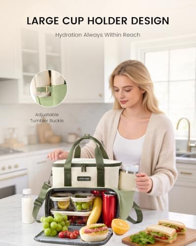 LOVEVOOK Insulated Lunch Bag for Women Men, Large Double Deck Lunch Box
