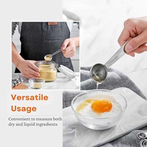 9PCS Measuring Spoons Set, 1 tbsp, 1/2 tbsp, and 1-1/16tsp Stainless Steel Teaspoon Measuring Spoons for Cooking Baking Spice Jars and Liquid Ingredients