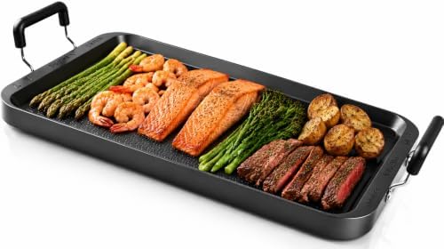 Stove Top Griddle for Gas Stove, 17" Warp-Resistant Double Burner Griddle Pan, Ceramic Nonstick Aluminum Flat Top Grill for Pancakes, Breakfast, Indoor Cooking, Camping & BBQ