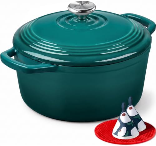 Overmont Enameled Cast Iron Dutch Oven - 5.5QT Pot with Lid Cookbook