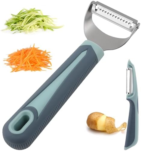 Julienne Peeler Vegetable Peeler with 4.8'' Long Silicone Handle