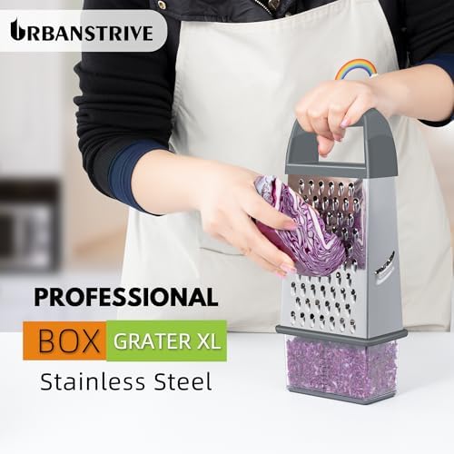 Cheese Grater With Container Box Grater Stainless Steel Kitchen Grey