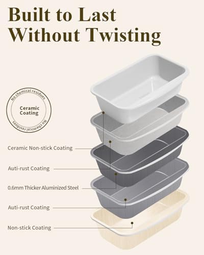 Nonstick Ceramic Bread Loaf Pan with Handle, Cream