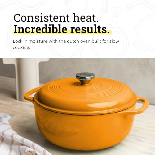 Lodge Essential Enamel Cast Iron Dutch Oven, 7.5 Quart, Apricot