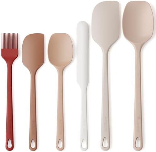 Astercook 6-Piece Silicone Spatula Set, 560°F Heat Resistant Rubber Spatulas with Stainless Steel Core, Nonstick Safe & Dishwasher Safe Baking Spatula Set for Cooking & Mixing, Macaron Pastel Colors