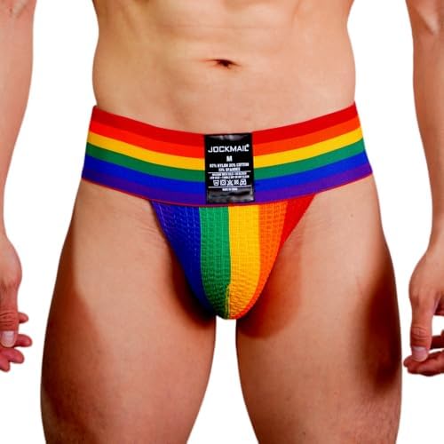 JOCKMAIL Mens Briefs Jockstrap Athletic Supporter Men Jockstrap Rainbow Men Sport Underwear Jockstrap for Gym Sport