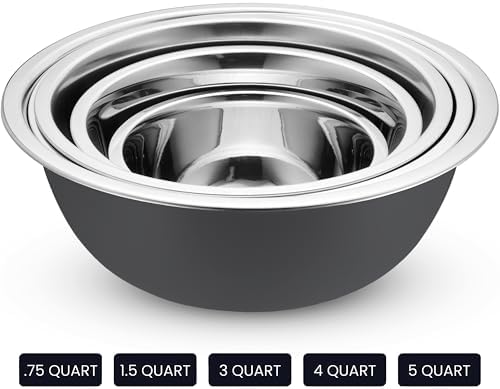 10-Piece Stainless Steel Mixing Bowl Set with Lids for Food Prep & Storage