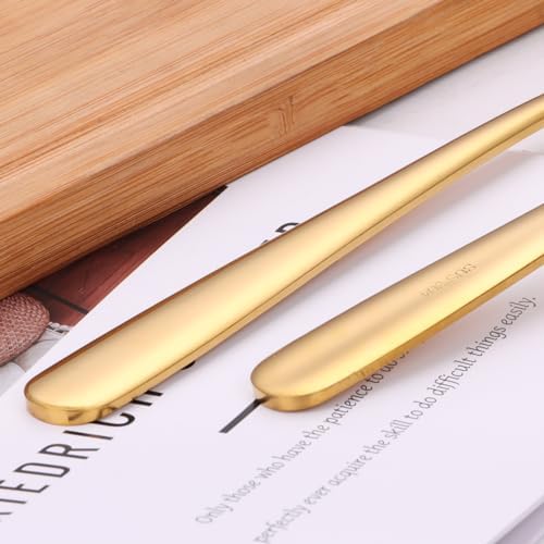 9.5 Inch Gold Ladle Spoons SUS304 Stainless Steel Soup Ladle 2 oz. Gravy Sauce Kitchen Ladle for serving(Set of 2)