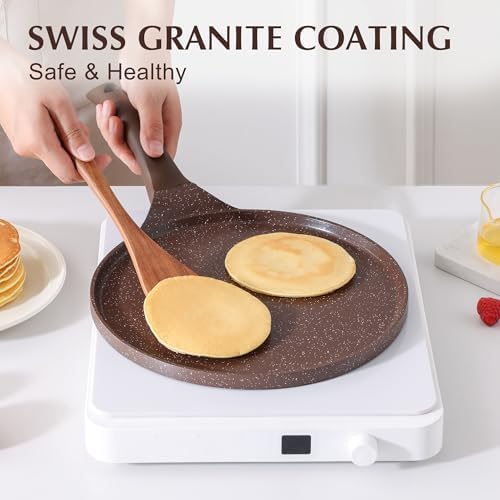 SENSARTE 12 Inch Nonstick Crepe Pan Granite Coating Pancake Pan Brown