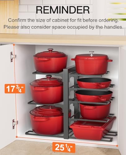ORDORA Pots and Pans Organizer Under Cabinet 15.8", 8-Tier Adjustable Black
