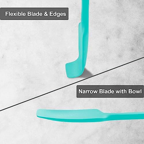 2-Pack Vovoly Silicone Jar Spatula, Long Handle Jar Spatulas, High Heat Resistant Small Rubber Spatula, Seamless Design, Stainless Steel Core, BPA Free, Teal