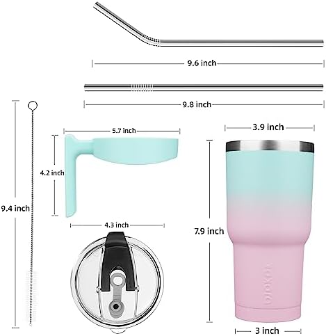 BJPKPK 30 oz Tumbler with Handle & Straw, Insulated Stainless Steel Mug