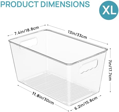 Vtopmart 6 Pack Clear Storage Bins, Pantry Storage Bins with Handle, XL
