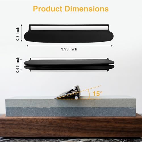 Knife Sharpening Angle Guide for Whetstone, 2 Pack 15° Knife Angle Guide with Ceramic Glide, Non-Slip Blade Guide for Sharpening Stone, Kitchen Knife Sharpener Angle Guide Tool