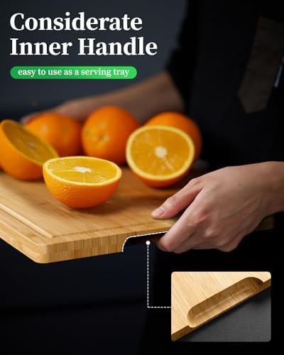 Kitsure Bamboo Cutting Board for Kitchen, Medium, Natural