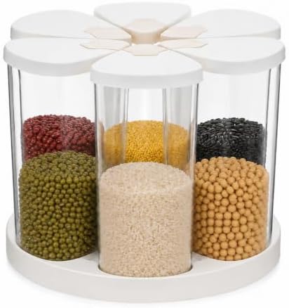 5-10 lbs 6 Grids 360° Rotating Cereal Dispenser Countertop