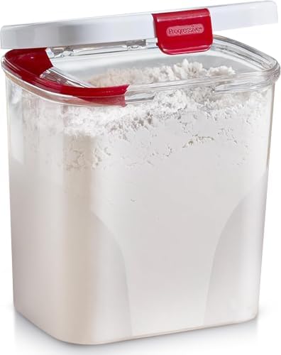 Progressive International PrepSolutions Flour Keeper – Airtight Storage Container for Flour, Sugar & Dry Goods, 5 lb Capacity, BPA-Free, Easy Pour Design (Pack of 6)