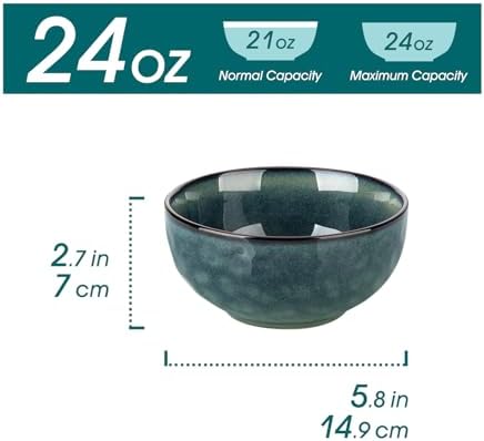 vancasso Starry 24oz Bowls for Soup, Ceramic Green bowls Set of 4
