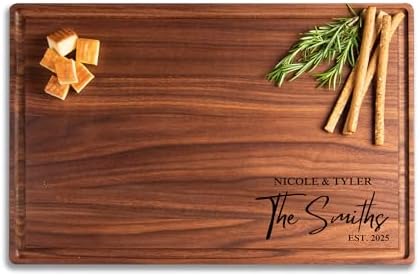 Personalized Cutting Board with Display Stand – Custom Engraved Charcuterie Board, Ideal Gift for Wedding, Housewarming, Bridal Shower, Anniversary, Birthday, Mom & Couples, Valentines Day Gifts