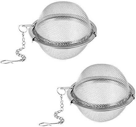 Tea Steeper, 2Pcs Mesh Tea Infuser Premium Tea Filter Tea Interval Diffuser with Extended Chain Hook for Brew Loose Leaf Tea and Spices & Seasonings