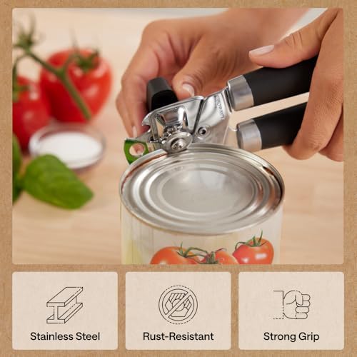 GORILLA GRIP Upgraded Model Stainless Steel Manual Can Opener, Black