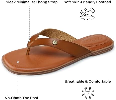 TEMOFON Flip Flops for Women Dressy: Comfortable Flat Tong Sandals 2026 Slip on Summer Casual Beach Walking Shoes