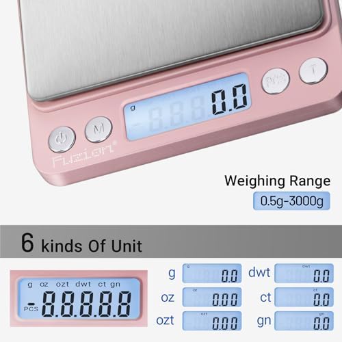 Fuzion Small Gram Scale 3000g, Digital Kitchen Food Scale, Gram and Ounce