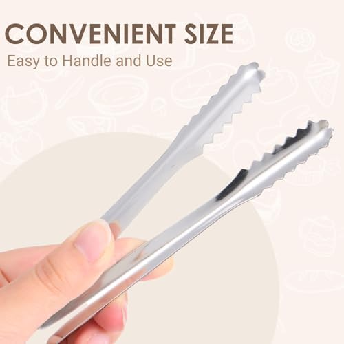 2 Pack Small Metal Tongs, Kitchen Tongs 6 Inch Stainless Steel Restaurant Grade Serving Tong for Buffet, Salad, Ice, Cooking Utensils, Appetizer