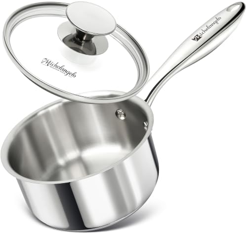 Michelangelo 1 Quart Stainless Steel Saucepan with Lid, Induction Ready