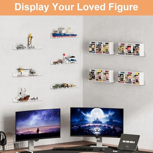 upsimples 16 Pcs 15" Acrylic Shelves for Wall Storage and Organizer, Clear