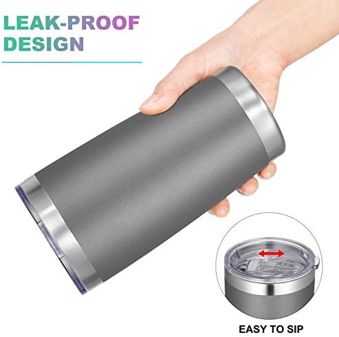 VEGOND 20oz Tumbler with Lid and Straw Stainless Steel Tumbler Cup Bulk Vacuum Insulated Double Wall Travel Coffee Mug Powder Coated Coffee Cup, Grey, 6 Pack