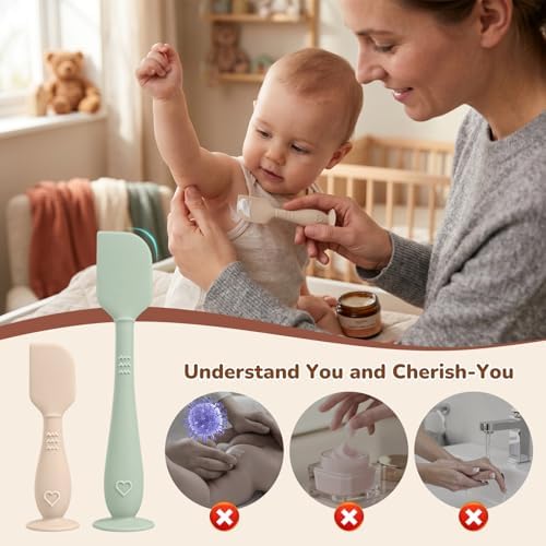 4-Pack Diaper Cream Spatula with Case, Soft Diaper Rash Cream Applicator