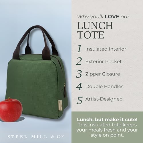 Steel Mill & Co. Insulated Lunch Tote Bag for Women, Green Diamond