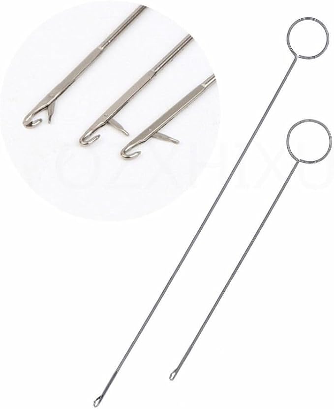 BWESOO Silver Sewing Loop Turner Hook Stainless Steel Loop Turner Fabric Tube Straps Belts Strips Sewing Loop Sewing Tools Knitting Accessories(Long Type) for Arts, Crafts and Sewing