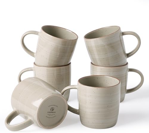 famiware Coffee Mugs Set of 6, Meteor 13 oz Ceramic Mug Cup Set with Handle