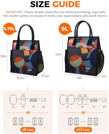 Fmeida 9L Insulated Lunch Bag Women, Reusable Cooler Tote Thermal Snack Bag
