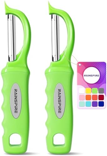 Rainspire Vegetable Peeler Potato Peelers for Kitchen, Sharp Stainless Steel Blades Veggie, Comfortable Handle Fruit Peeler, Carrot Peeler Apple Peeler Dishwasher Safe (2, Green)