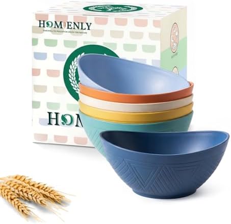 Homienly Wheat Straw Bowls 10 OZ Small Serving Bowls Unbreakable Dessert Bowls for Kitchen, Camping, RV, Party, Unbreakable Mini Oval Bowls for Ice Cream Microwave and Dishwasher Safe (6 PCS Multi)