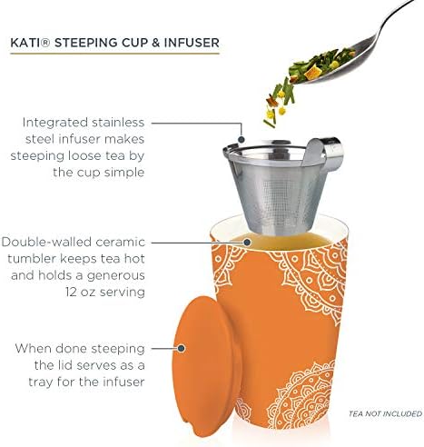 Tea Forte Double-Walled Ceramic Kati Cup, Chakra, 12 oz